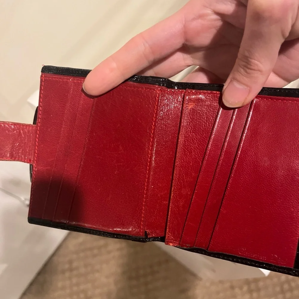 Dior Black and Red Leather Bifold Wallet